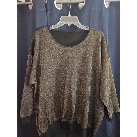 Gold and Black Sparkly Long Sleeve Sweater - Picture 2 of 6